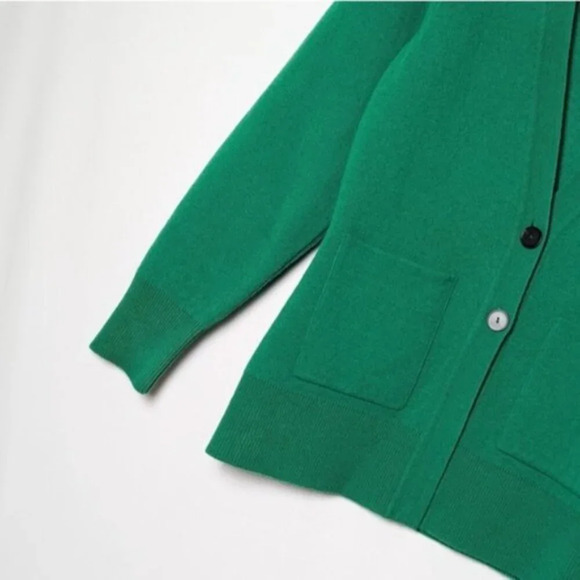 SANDRO Lucien Cardigan Sweater Wool Cashmere Button Up V Neck Kelly Green 0 - Picture 8 of 12